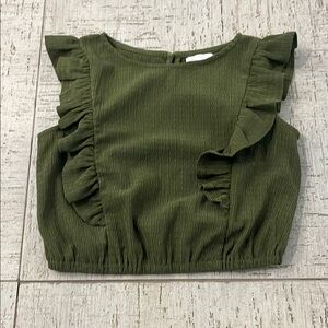 GB girls Green Ruffle Blouse Sleeveless Crop